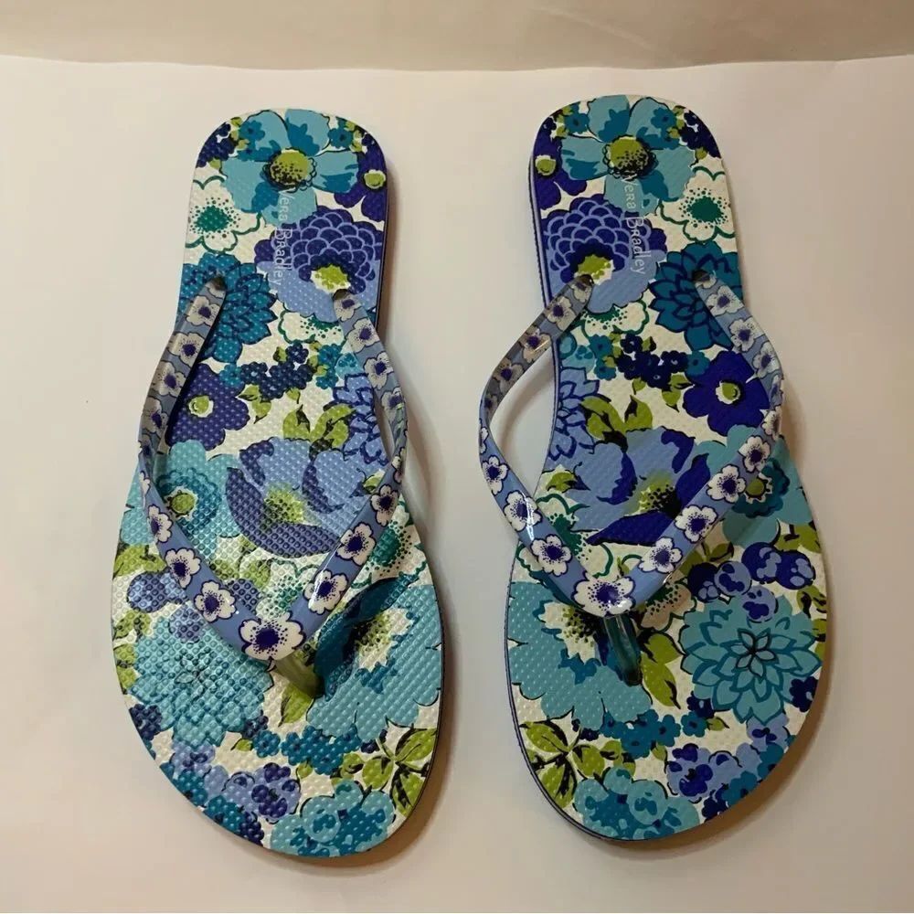 Like new Vera Bradley Flip-Flops Sandals Floral 9-10 Blue L